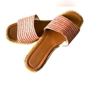 UNIVERSAL Thread Red White Open Toe Espadrilles Slides Slip On Sandals Size 7